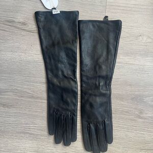 Elegant Long Black Leather Gloves